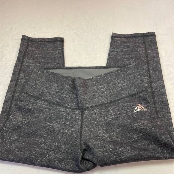 Adidas Climalite Heathered Grey Cropped Yoga Legging Medium - Picture 1 of 6